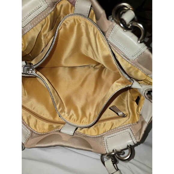 COACH Peyton Signature Satchel #14528 Khaki Jacquard Leather Trim Large Carryall - Picture 13 of 16